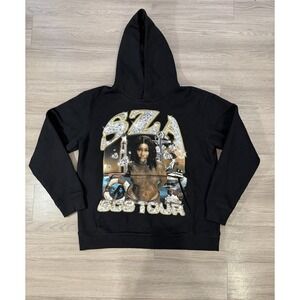 SZA SOS 2023 Tour Hoodie‎ Sweatshirt Size Large Black Heavyweight Hip Hop